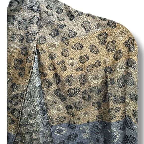 Scarf Wrap Animal Print Gold Metallic Black Cheetah Gray Brown 36x72 - Picture 8 of 14